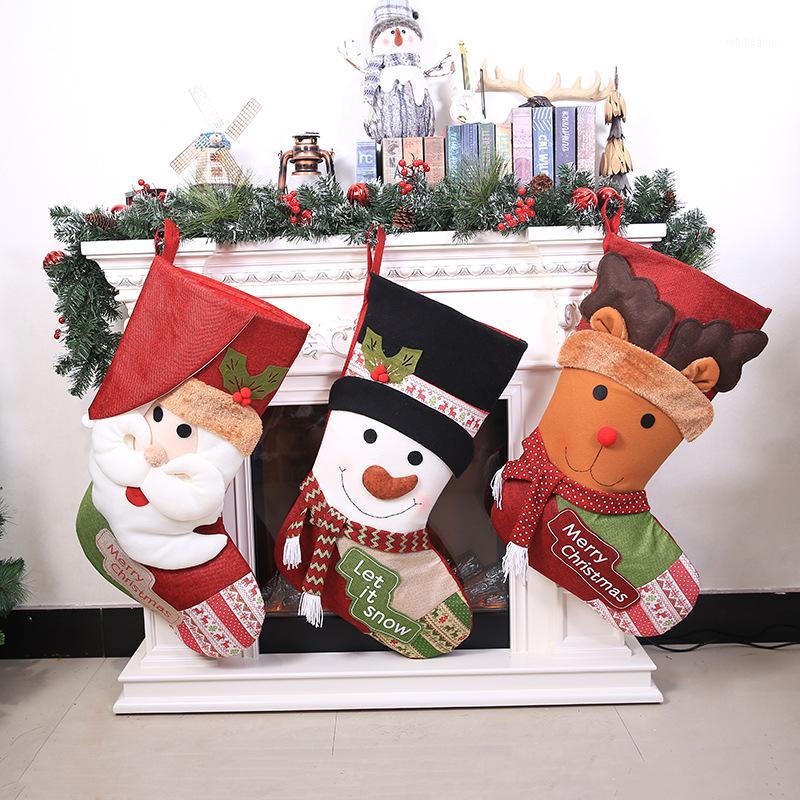 

New Christmas Stockings Hanging Ornaments Santa Claus Sock Gift Kids Candy Bag Xmas Gift Holders Christmas Tree Decorations1