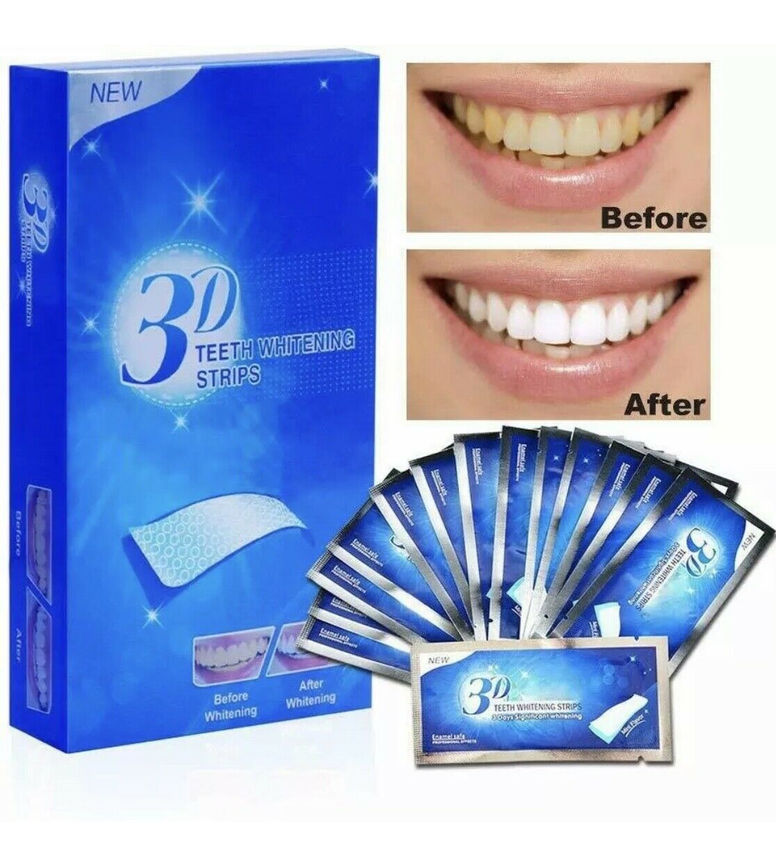 

3D Professional Advanced Teeth Whitening Strips 28 / 14 Bags Peroxide Free Ki