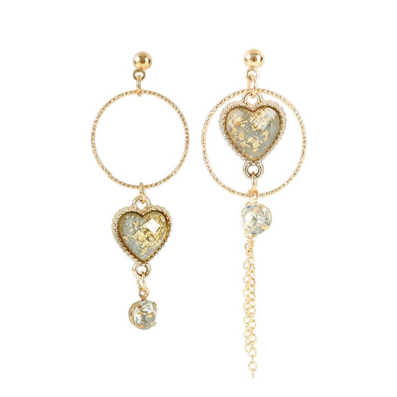 

Circle Love Ear Studs Tassel Long Earrings Fashion Asymmetric Crystal Earrings Girl Jewelry Wholesale