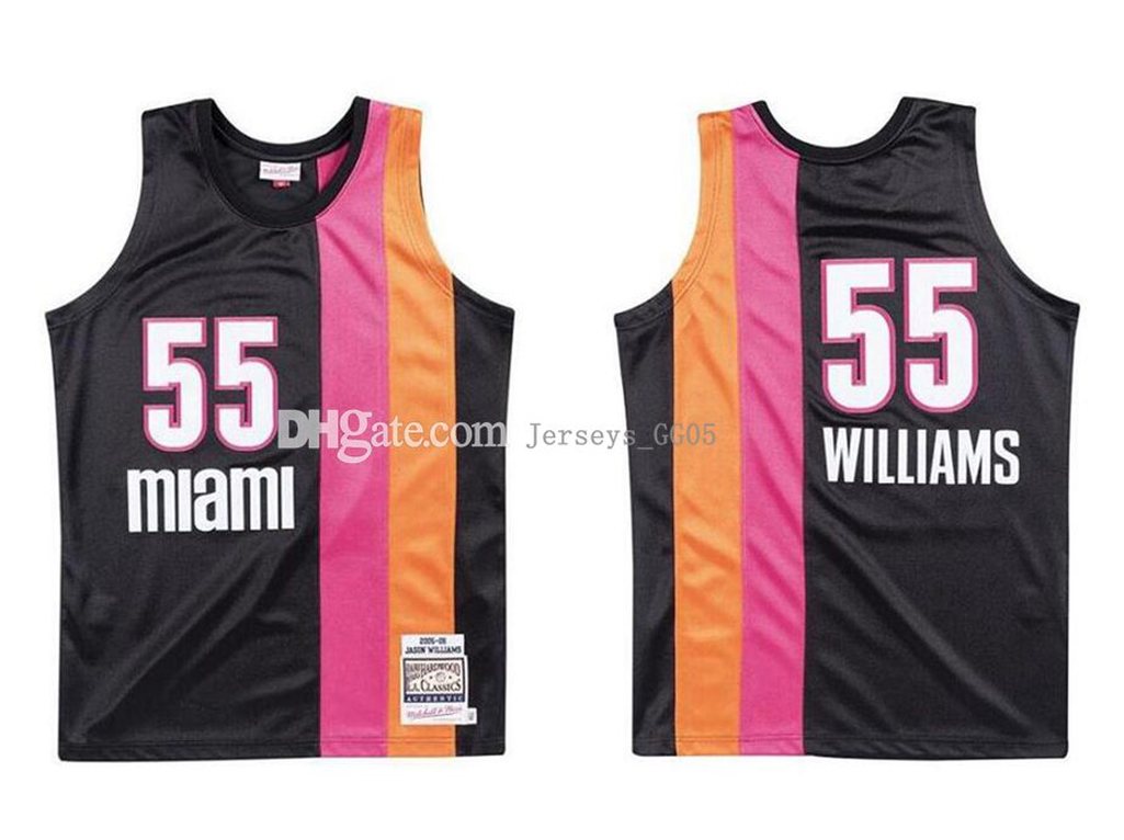 

Men's basketball Miami Heat women youth abc 55 Jason Williams Mitchell & Ness 2005-06 Hardwoods Classics Authentic Jersey, Black;red