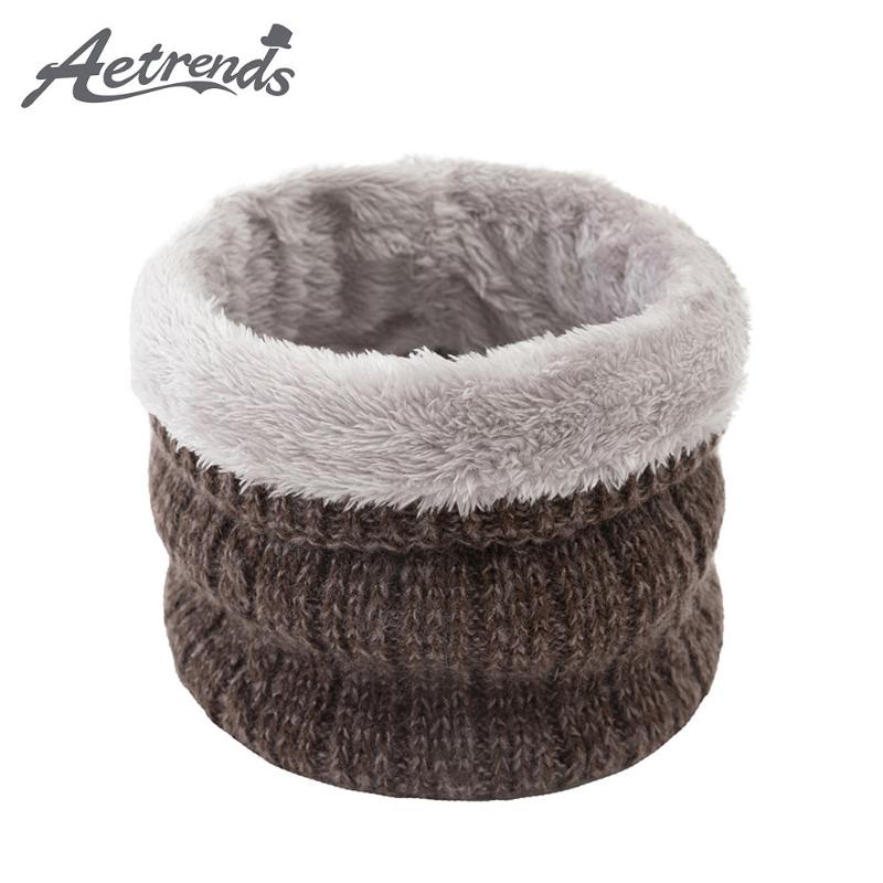 

Scarves [AETRENDS] Winter Scarf For Women Solid Color Knitted Ring Thicken Velvet Men's Collar Neckerchief Z-10174