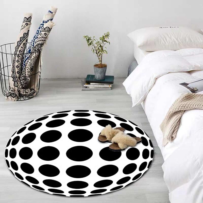 

3D Bottomless Illusion Area Rug Black & White Plaid Stripe Non-Slip Mat Floor Protector Dining Room Living Room Home Decoration, Type 1