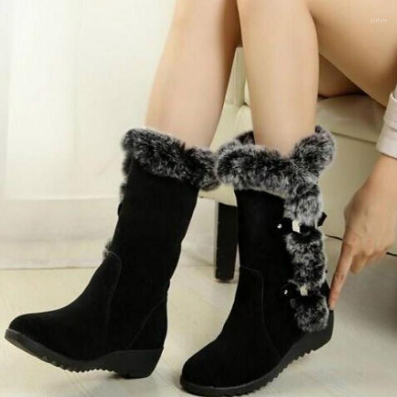 

New Hot Women Boots Autumn Flock Winter Ladies Fashion Snow Boots Shoes Thigh High Suede Mid-Calf big size 20201, Dark brown