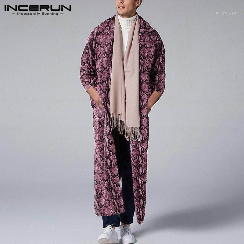 

INCERUN Men Leopard Print Outerwear 3/4 Sleeve Fashion Open Stitch Long Trench Coats Streetwear Casual Thin Men Cloak -5XL 20191, As picture