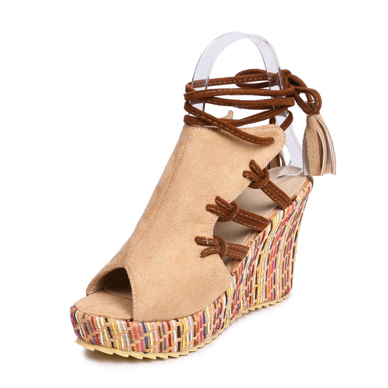 

2021 New Deaazora Younger Sandals Ten Centimeters Toe Open Wedges Women Lace to Women's Party Shoes QG1J, Sky blue.