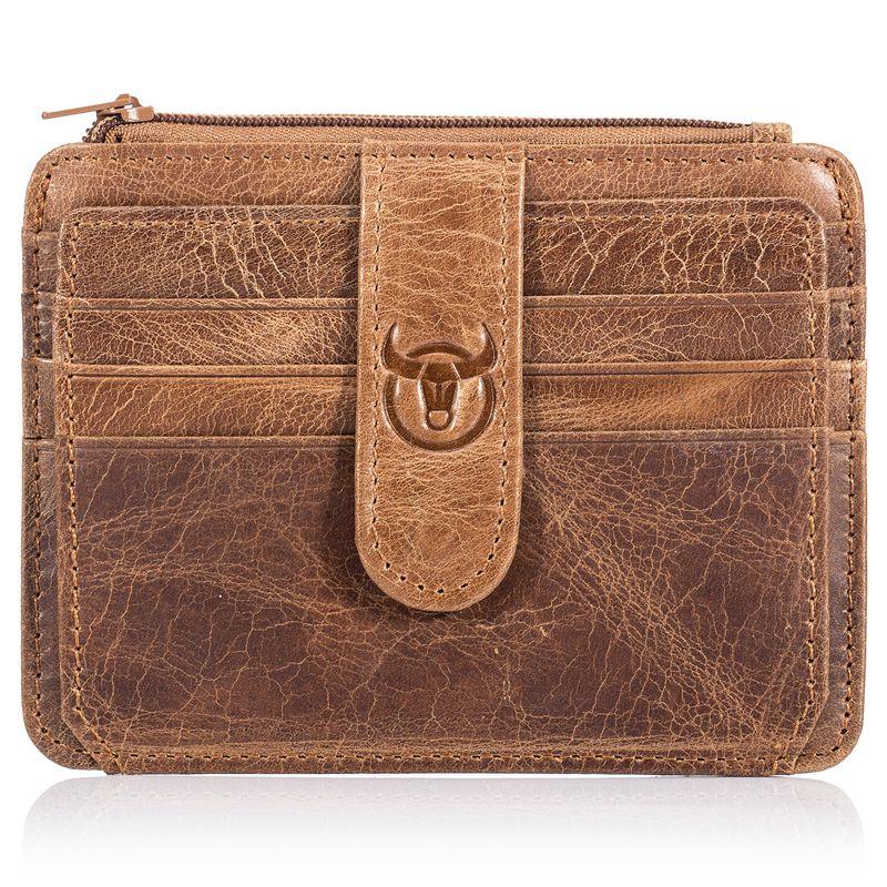 

BULLCAPTAIN Men Wallet Business Card Holder leather pickup package bus card holder Slim leather multi-card-bit 01, Brown