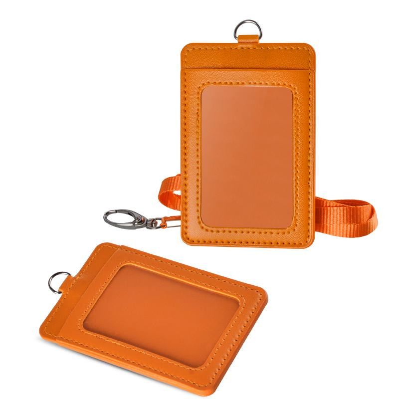 

Newest Cheapest Badge Holder PU Leather Vertical ID Card Wallet Case with Detachable Lanyard Strap Business For Women and Men High Quality