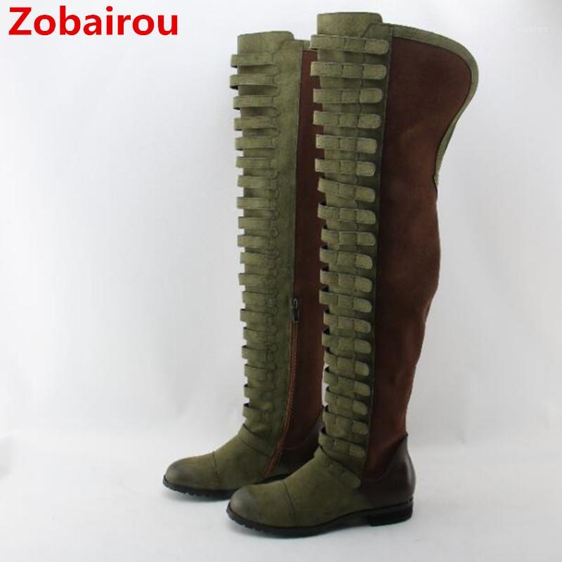 

Zobairou Zapatos Mujer Black Stretch Over the Knee Long Boots Plush Motorcycle Bottes Punk Suede Cowboy Boots Shoes Woman 20201, As picture