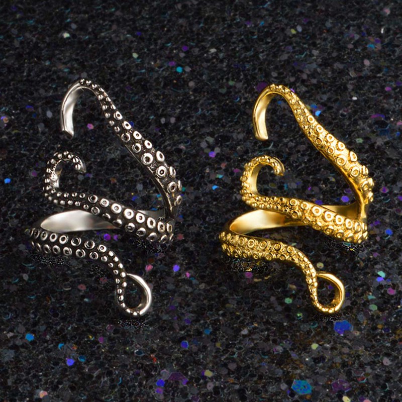 

High quality Fashion Men Rings Silvery Color Alloy Steel Vintage Octopus Style Irregular Pattern Trendy Accessories Opened Ring Jewelry