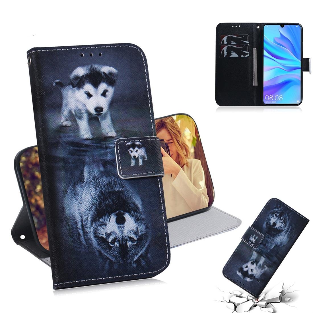 

Wolf and Dog Pattern Coloured Drawing Horizontal Flip Leather Case for Huawei P30 Lite Nova 4e with Holder Card Slots Wallet