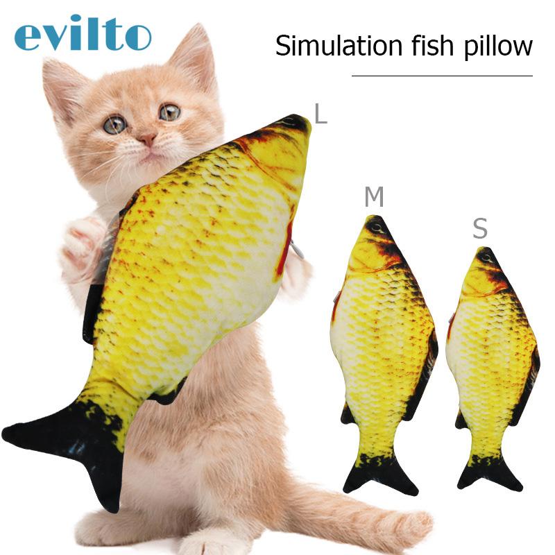 

3Size Soft Favor Fish Shape Cat Toys Plush Stuffed Fish Pillow Doll Simulation Interactive Playing Toy for Pet Supplies