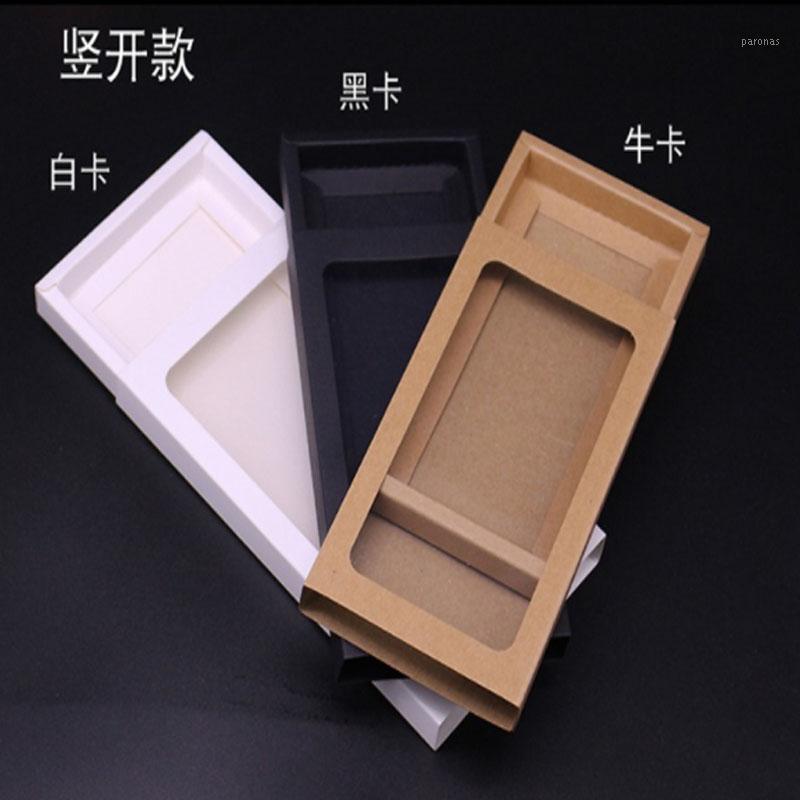 

10pcs Black white phone case packaging gift packing paper window box Kraft paper drawer box with pvc Window1