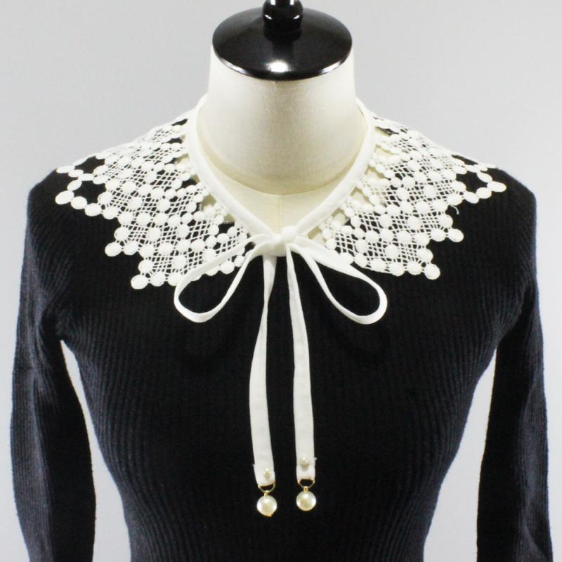 

Embroidery Hollow Fake Collars Shirt Blouse Detachable Collar for Women Neck Shawl Wrap False Collars Ladies Sweater Decor