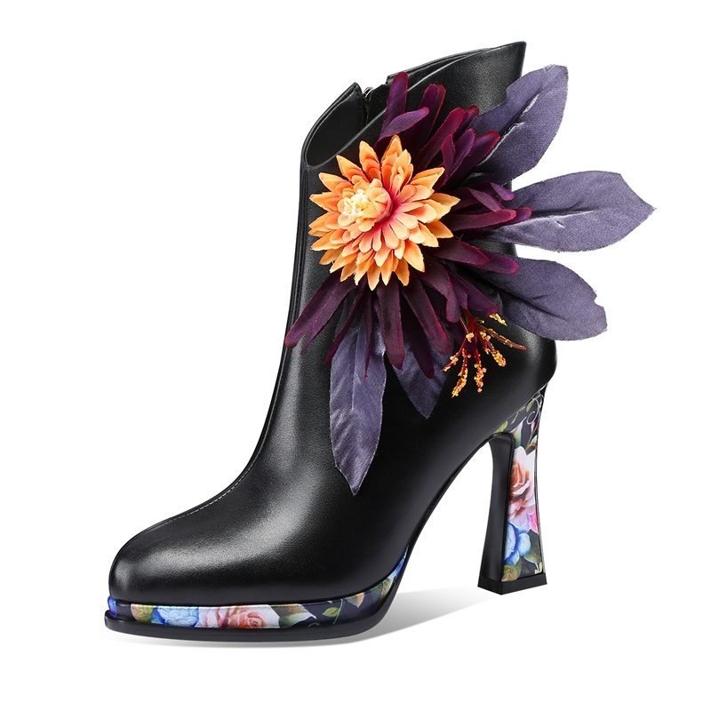 

2021 New Design Female Genuine Leather Black Winter Party Woman Zip Shoes to Boots Vgkl, Red