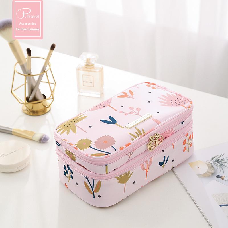 

Spot Wholesale Custom New Travel To Receive Printing Cosmetic Bag Double-layer Waterproof Makeup Bag Packing Organizers