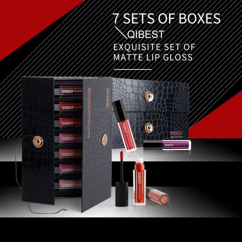 

7 Pcs Sexy Women Glitter Liquid Lipstick Makeup Set Long Lasting Moist Lip Gloss Nude Shimmer Lipstick Waterproof, 01