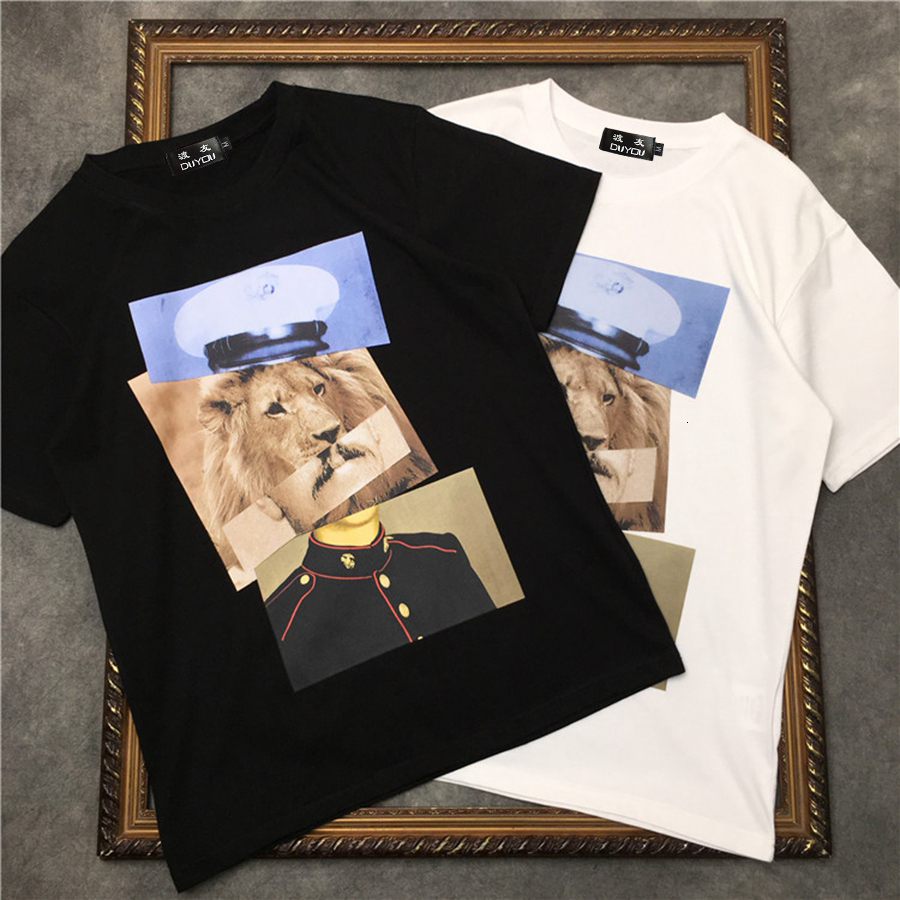 

Men's Short-sleeved T-shirt the Lion King in Military Uniform Pattern Women Shirts|streetwear 2191001605 Uyzc, White
