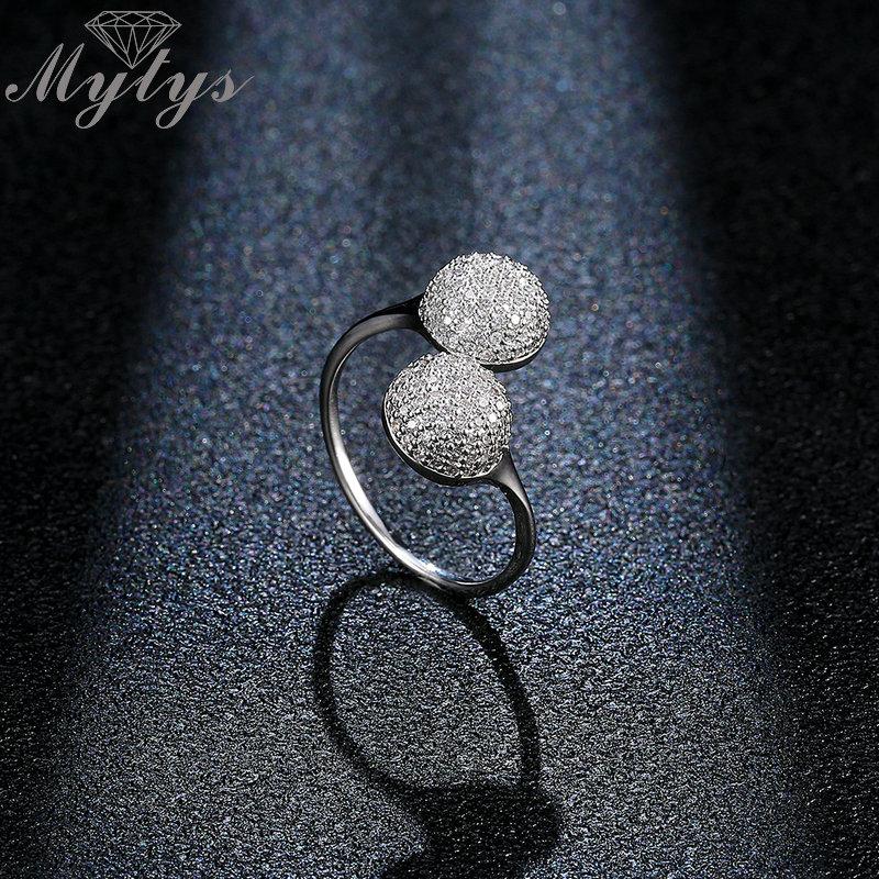 

Mytys Cuff Open Ring Pave Setting Crystal Girls Party Jewelry FashionAdjustable Free Size Silver Crystal Rings for Women R1977