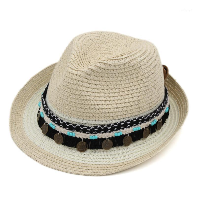 

Wide Brim Hats Mistdawn Unisex Plastic Straw Trilby Cap Summer Beach Party Outdoor Street Sunhat Fedora Upturn Roll-up Gentleman Lover Hat1, Khaki