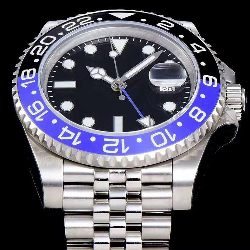 

904L stainless steel Blue&Black Ceramic bezel Sapphire glass 40mm size men watch luxury automatic self-winding Glide clasp GMT wristwatches, Only box and papers