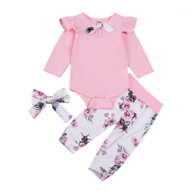 

Baby Girl Top, Floral Pants Suit, Round Neck Long Ruffle Sleeve Romper, Warm Loose Jogger Trousers, Headband1, As pic