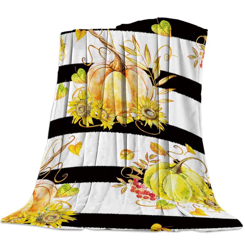 

Thanksgiving Fall Pumpkin Fallen Leaves Throw Blanket Portable Soft Sofa Blanket Warm Microfiber Flannel Blankets for Beds
