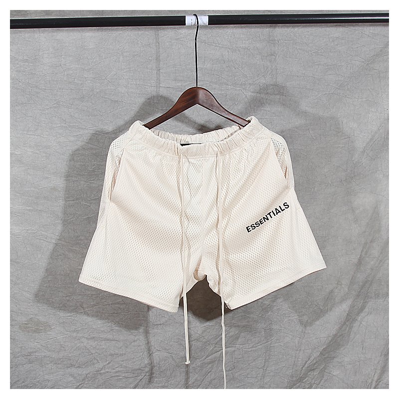 

2021 New Mesh Boxy Men Wome 1:1 High-quality Fashion Shorts Hiphop Beach Pants Mens K762, Beige
