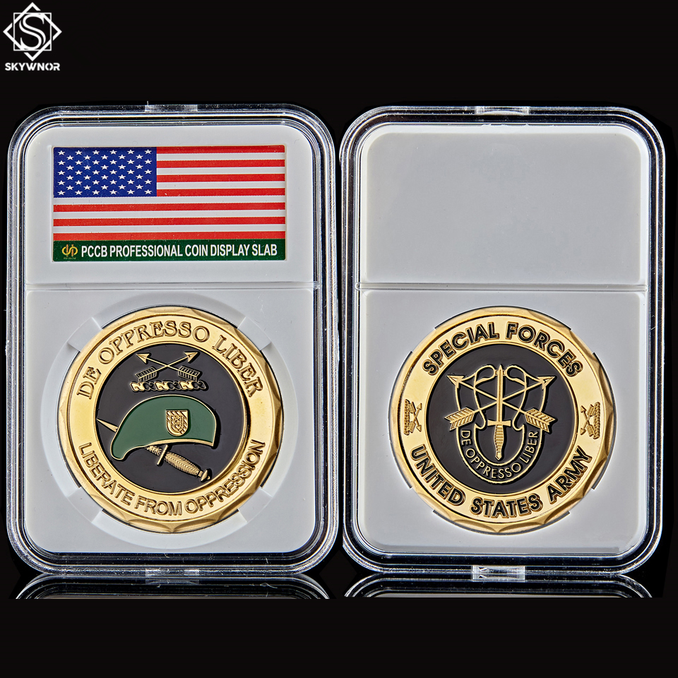 United States Army Craft Special Forces Green Berets De Oppresso Liber Liberate From Oppression Challenge Collectible Coin W/Pccb Box-image-624981597