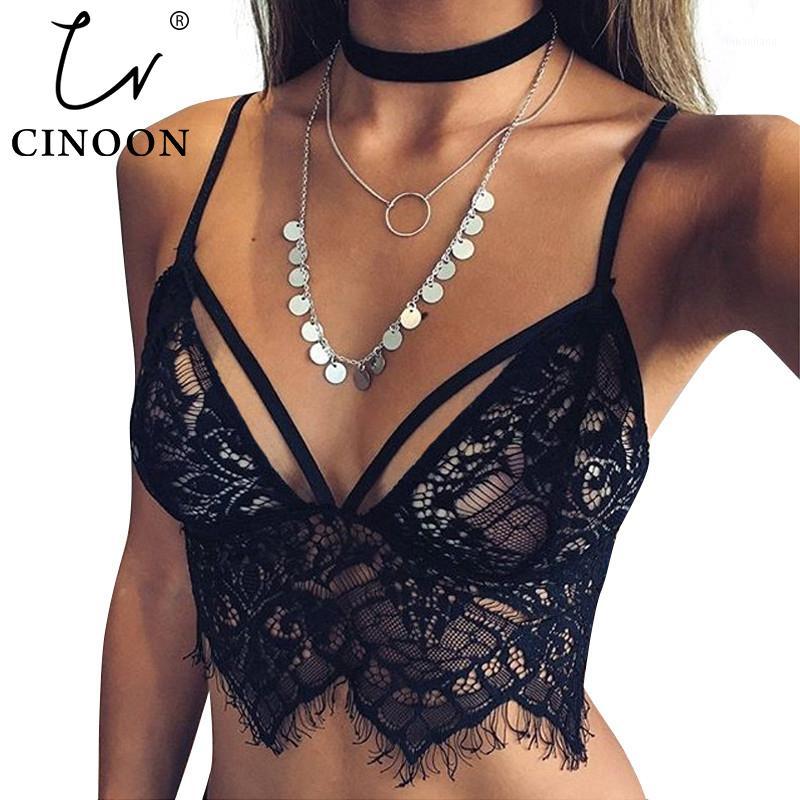 

CINOON Lace Bra Top Wireless Cups Brassiere Sexy Fashion Eyelash Bralette Cute Crop Top bra Underwear Intimate Tops1, Black
