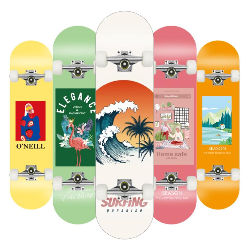 Skateboarding Four wheel double warping skateboard professional highway short board brush Street Maple-image-649438588