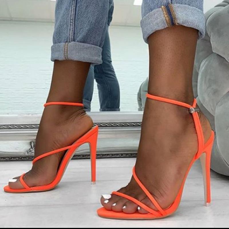 

12cm High-Heeled Sandals Shoes Summer Women High Heels Thin Straps Stiletto Sandals Lady Daily Party Formal Work Bessiness Wear, Red