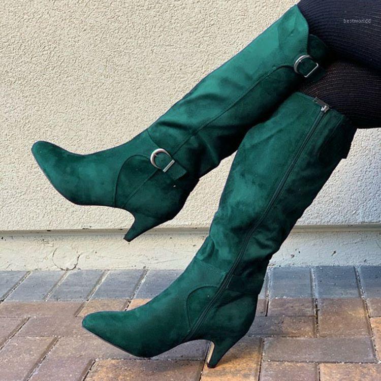 

Women's Boots Ladies High Heel Pointed Toe Comfortable Zipper Fashion Knee-length Boots 2020 New Large Size Knee-length1, Blue