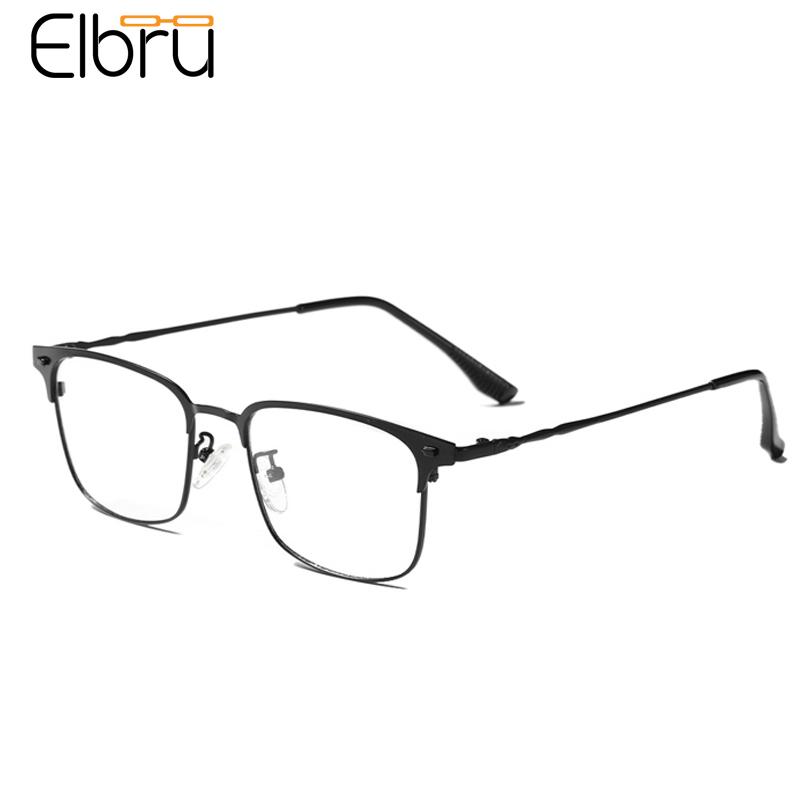 

Elbru Square Anti-blue Light Photo-grey Glasses Classic Clear Lens Plain Glasses Business Metal Frame Spectacles Unisex Eyewear