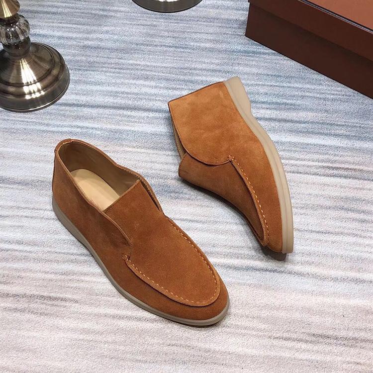 

Loro shoes man genuine leather Middle cylinder sneakers woman Successful man leisure shoes Nubuck Leather with box and dust bag, Black