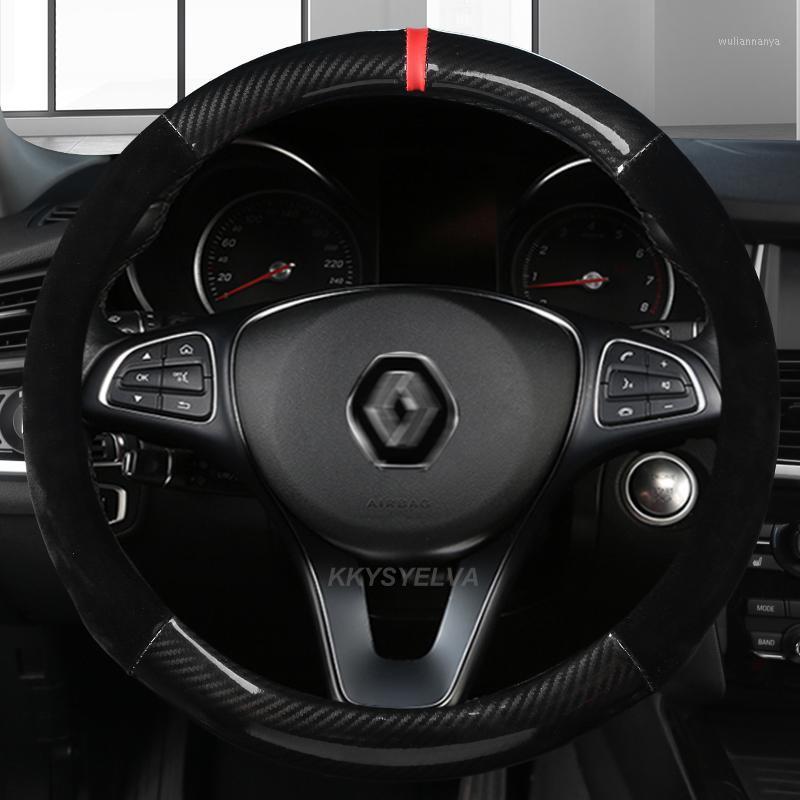 

Steering Wheel Covers Carbon Fiber Leather 37-38CM For Clio 2 3 4 5 Car Cover Auto Accessories
