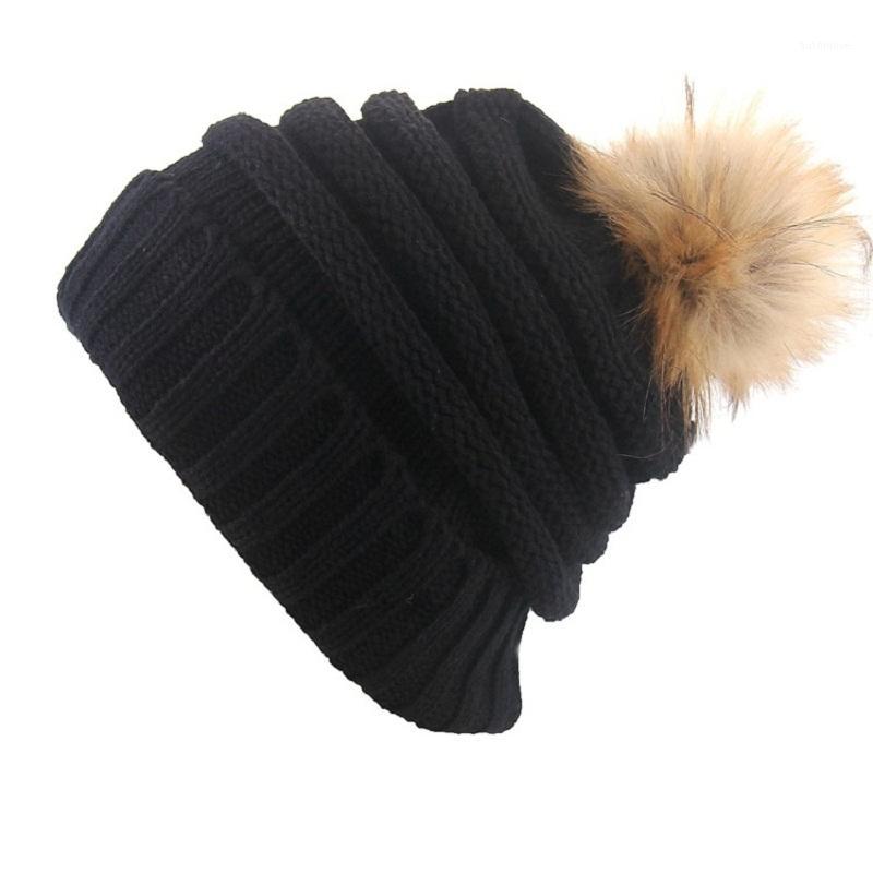 

New Winter Hat Female Solid Warm Soft Pom Poms HIP HOP Women's Knitted Hats for Girls Hat Children Kids Caps Beanies Bonnet1, Blue