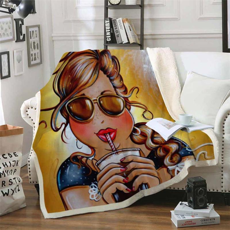 

Blankets HELENGILI Sexy Fat Woman Sherpa Blanket Bedspread Velvet Plush Soft Comfortable Home Camping Aircraft