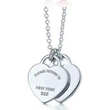 

Pendant Necklaces Classic 925 Sterling Silver Necklace Double Heart Pendant women's fashion jewelry original 1 1 high quality return 210621 T2302033