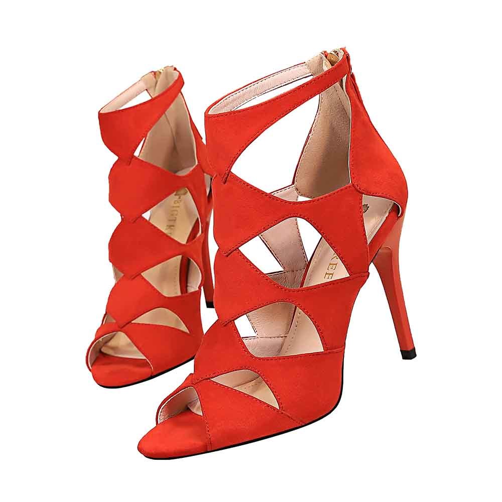 

Summer 2020 new Roman finger pumps open-toed hollow out of vintage woman high heels party shoes K0N0, Black