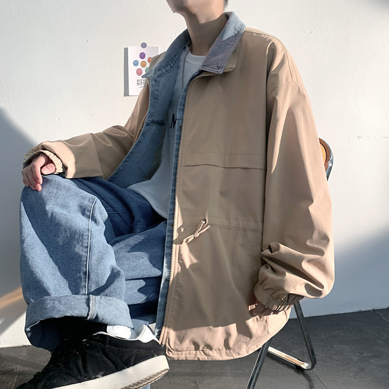 

Jacket 2021 Men's Spring New Sewing Size M-5xl Coat Two Workpieces Made Top Male Tools 3IZ7, Khaki.
