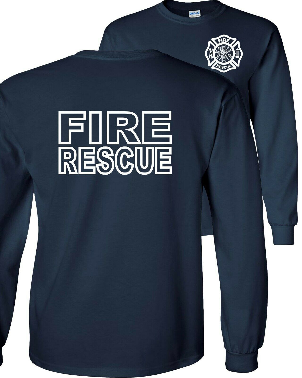 

shirt Fire Rescue Firefighter Long Sleeve Men T-Shirt hip hop Cotton funny t shirts, White;black