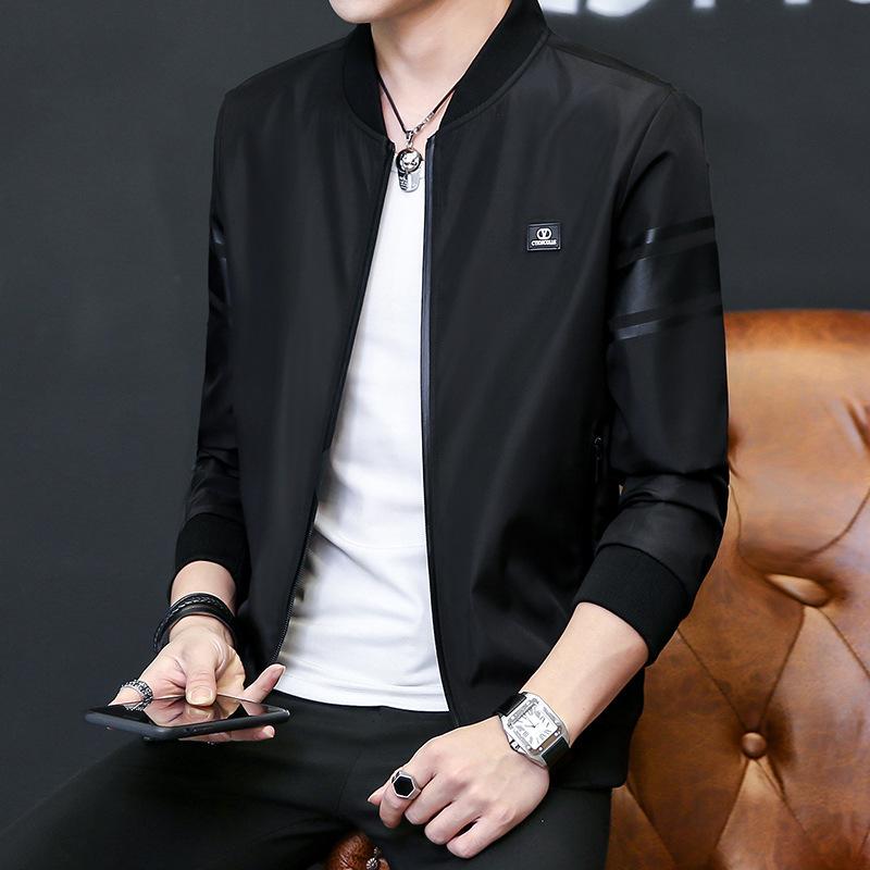 

New Spring Autumn Casual Bomber brand Jacket Male Baseball Men' windbreaker Solid Fashion Slim Men Jackets Coat dropshipping, Black