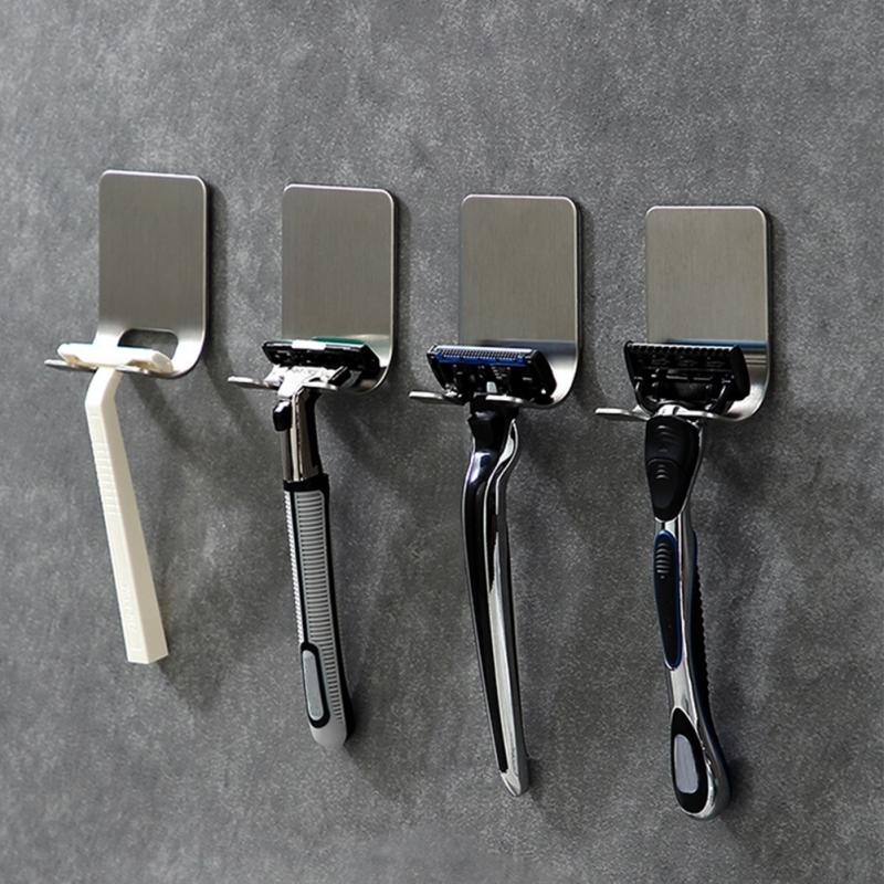 

Stainless Steel Shaver Holder Wall-mounted Punch-free Shaver Holder For Men Bathroom Viscose Razor Hook Shaving Razor Rack