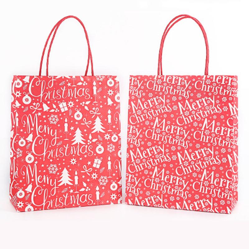 

12 Pcs Party Supplies Christmas Gift Bags Santa Sacks Kraft Paper Bag Party Favors Box Wedding Candy Cookies Package Bag