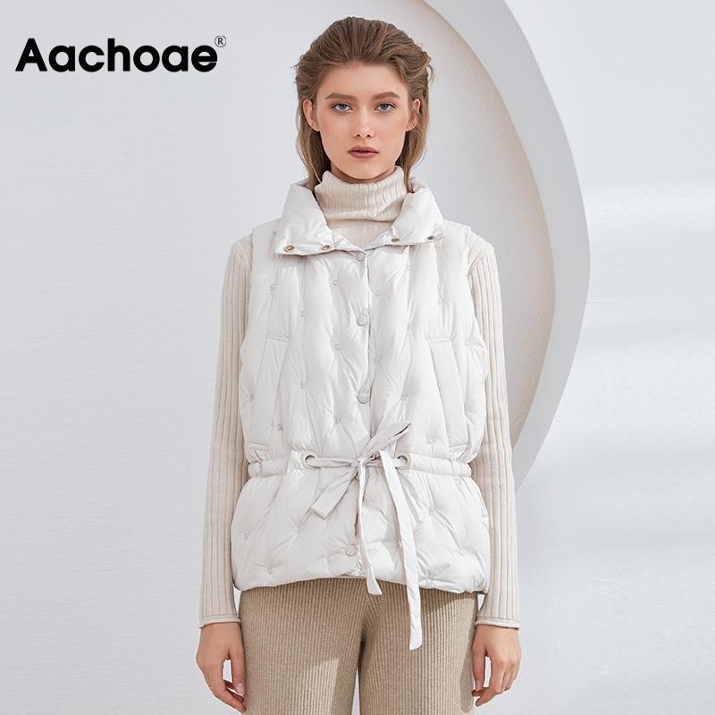 

Aachoae 2020 Women's Ultra Light Down Vest Solid White Duck Down Coat Lady Sleeveless Bandage Casual Waistcoat Doudoune Femme, Black
