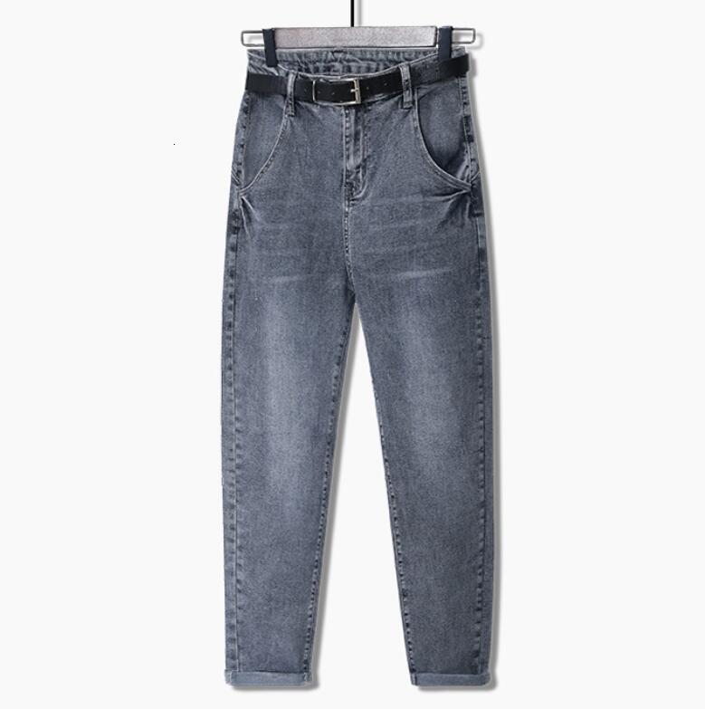 

2021 Autumn Denim Pants for New High-waisted Women Plus Size 6xl 7xl 8xl Total Length Loosed Female Jeans Harem P1691 Hv4x, Gray
