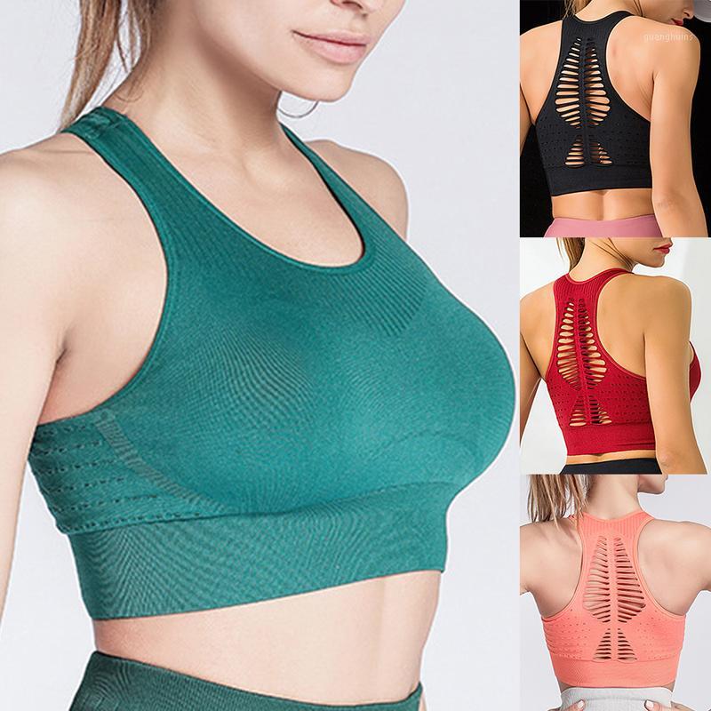 

Sports Vest Women Hollow Out Push Up Sport Top Yoga Fitness Twist Front Cutout Back Gym Wear Running Gym Breathable Yoga Vest1, Green