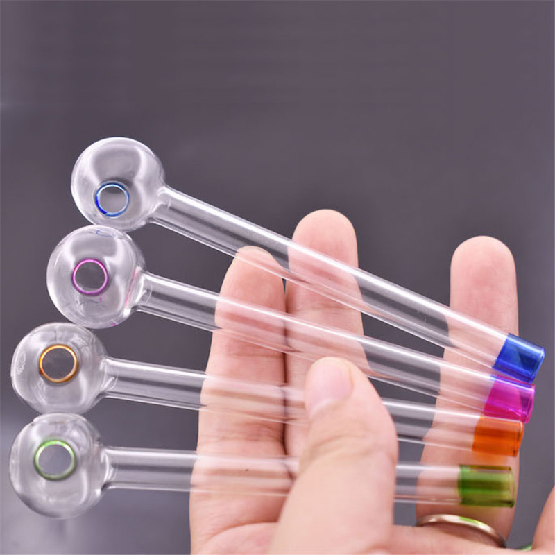 

high quality 4Inch(10cm) Colorful Pyrex Glass Oil burner Glass Tube Oil Burning Pipe glass water pipes dhl free
