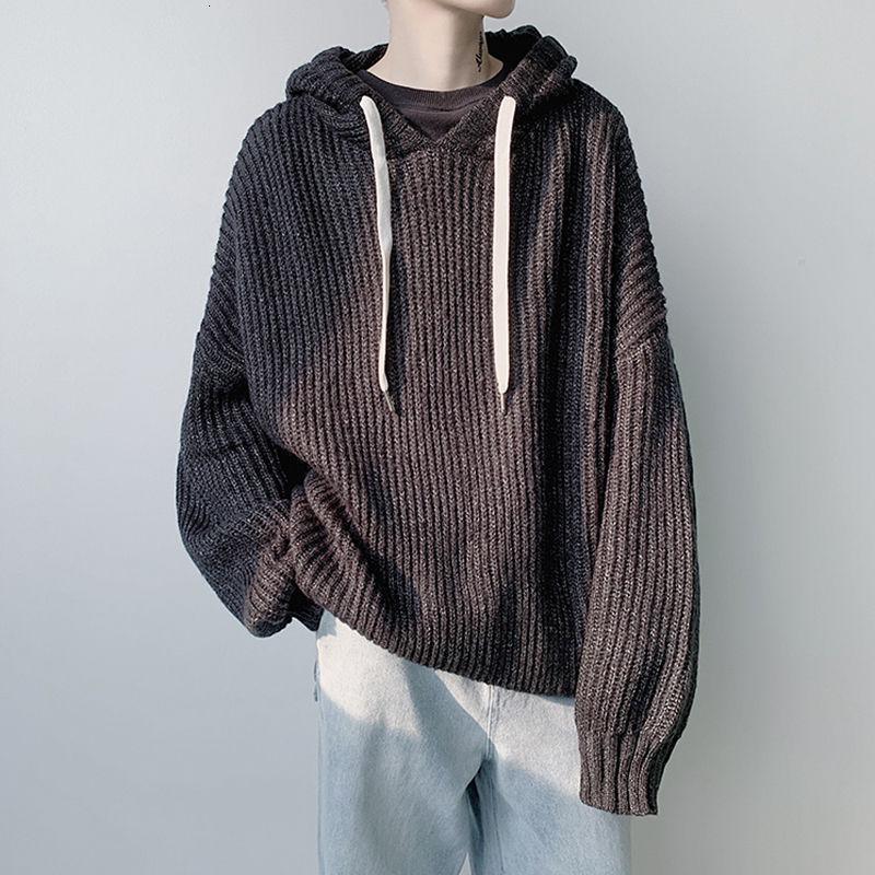 

2020 Autumn And Winter New Youth Popular Loose Solid Color Simple Hooded Sweater Fashion Casual All-match Pullover -XL, Black
