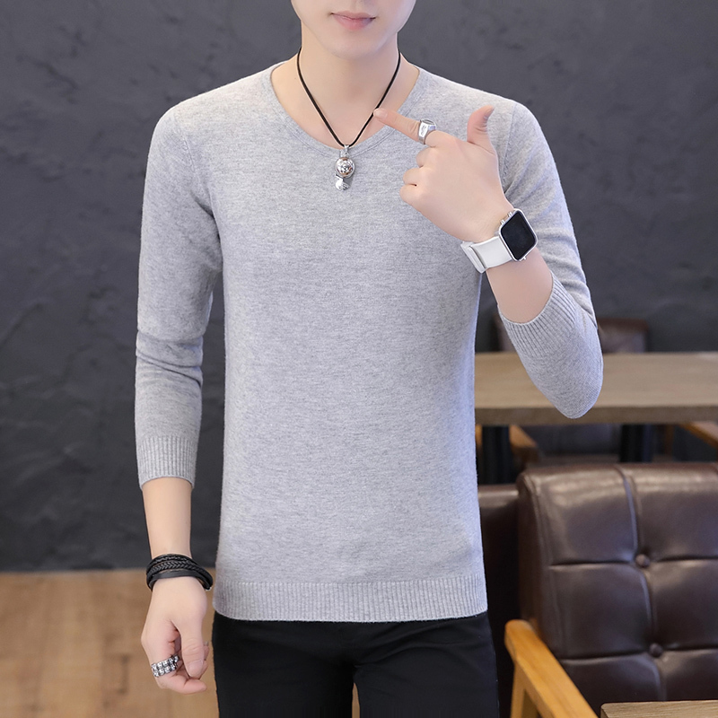 

2021 New with Low v Solid Knitting Fit Spring Wear Men's Sweater Pullover Men Pull Homme K262 2SA0, Black